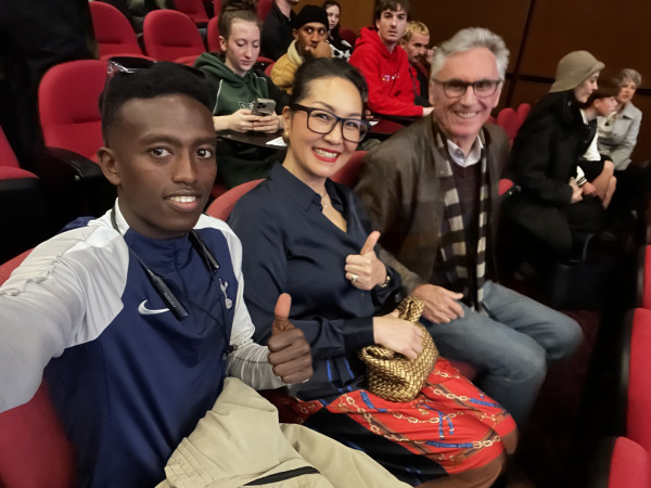 Qemajl, Abdulhakim and Ko Parsons,seated at the Arrivals film screening during the New Zealand International Film Festival.