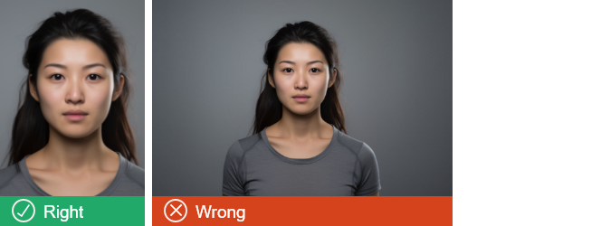Photo on the left is the correct  portrait size - photo on the right has too much space on either side. 