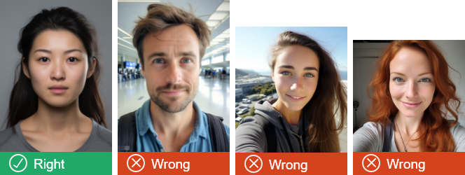 The photo on the left is correct, the other three photos are selfies. 