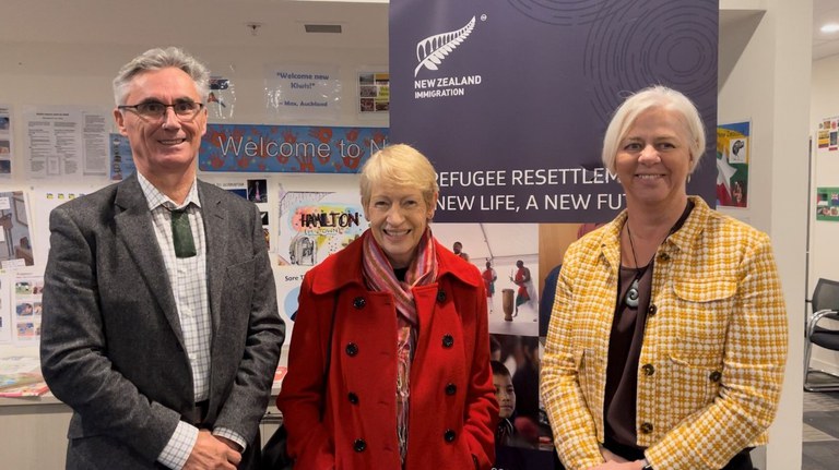Qemajl Murati (Manager Refugee Quota, Immigration New Zealand), Carolyn Tremain (Chief Executive, MBIE), Alison McDonald (Deputy Secretary, Immigration New Zealand) were also in attendance at INZ's pōwhiri for refugees