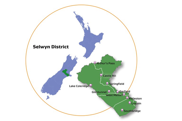 Map of Selwyn district. 