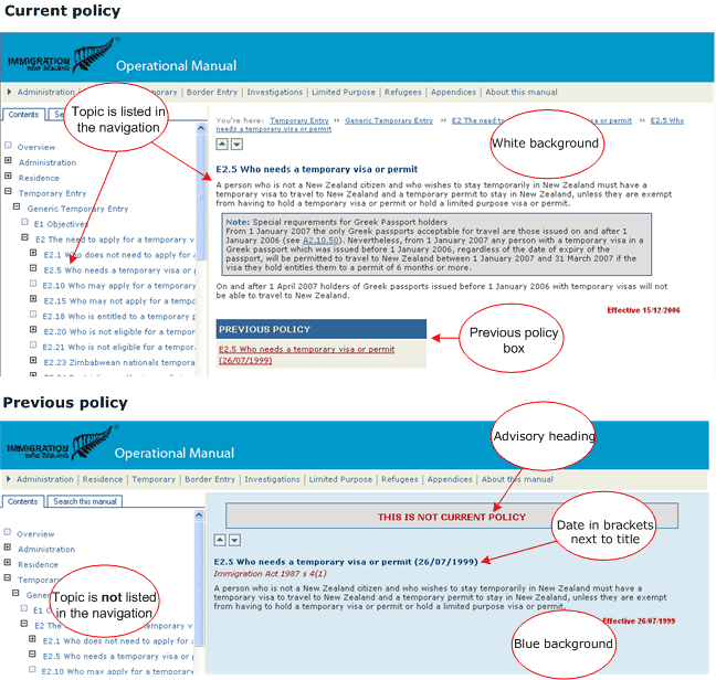 current vs previous policy